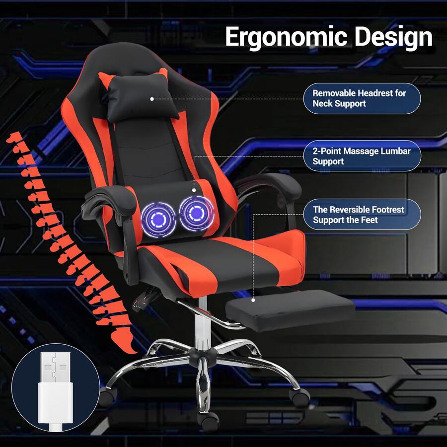 Gaming Chair With Massage Lumb - Video Gaming & Esports Usd Acc recension och pris